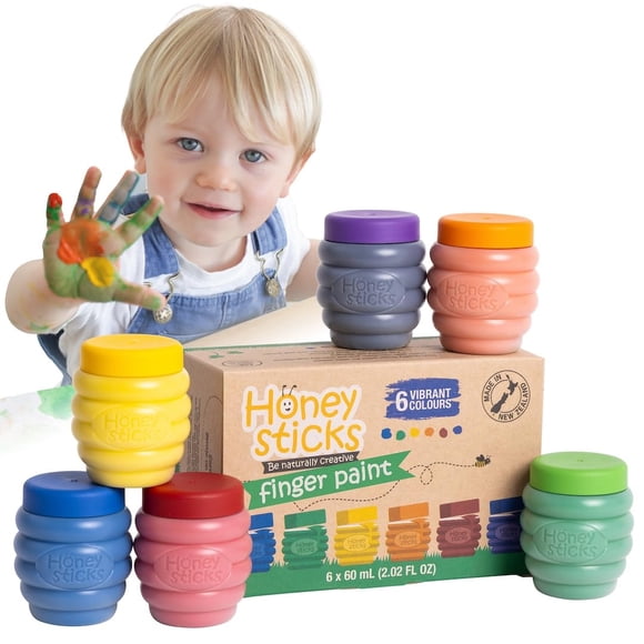 Palitos de miel para pintar con dedos, no tóxicos, 6 colores brillantes para niños de 1 año o más