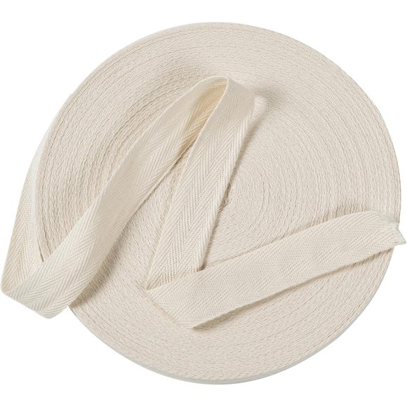 Cotton Twill Tape Ribbon, 1/2 Inch Wide, Herringbone Webbing