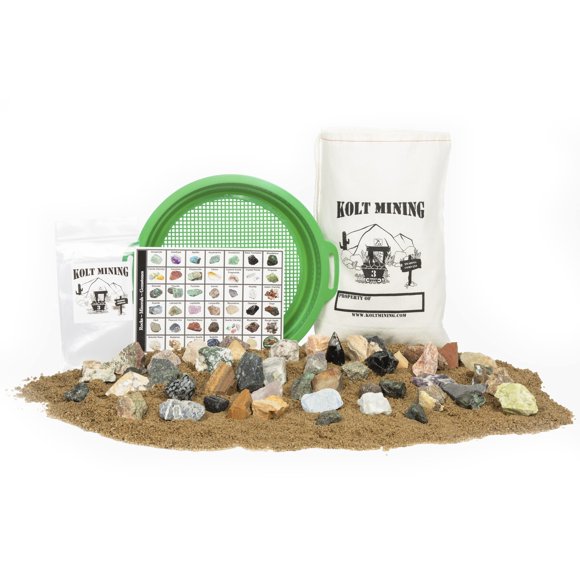 Kit de excavación Kolt Mining, auténtica actividad minera de esmeraldas y piedras preciosas para niños y sabuesos de roca, set Crystal Discovery con auténticos especímenes minerales