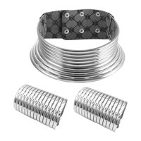 Magideal - Conjunto De Joyas Africanas Collar De Cuello Largo Brazalete Ajustable Para Mujeres Y Niñas Argent Argén