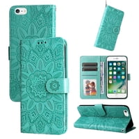 Funda Tipo Cartera Foxdock Para Iphone 6/6S , Diseño Girasol En Relieve, Cuero Pu, Cierre Magnético, Soporte Y Tarjetero