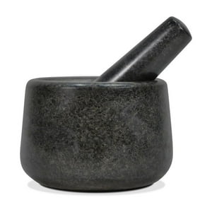 Mortero Marmol Fontina Moledor Con Mazo De 12X8Cm Negro