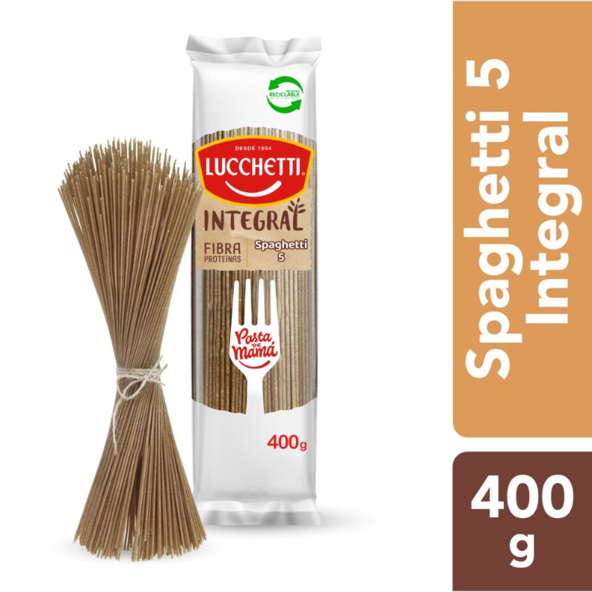 Fideo Pasta Integral Spaghetti N°5 Bolsa 400 g Lucchetti