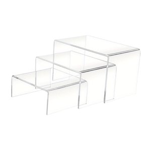 Magideal - Estante De Exhibición Acrílico De 3 Piezas, Soporte Escalonado, Estante De Exhibición Vertical Para Muñecas, Juguetes Cosméticos, Modelo Hecho A Mano, Transparente