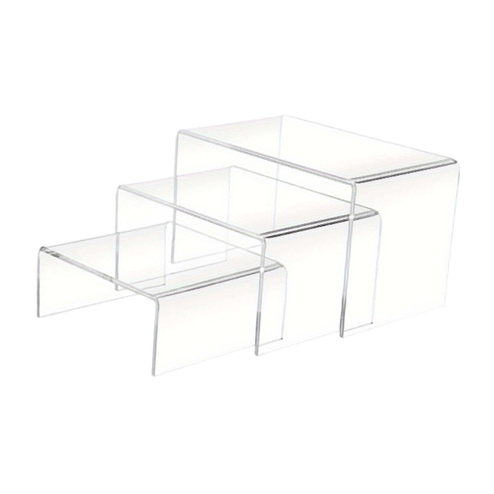 Magideal - Estante De Exhibición Acrílico De 3 Piezas, Soporte Escalonado, Estante De Exhibición Vertical Para Muñecas, Juguetes Cosméticos, Modelo Hecho A Mano, Transparente