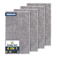 Alfombra De Entrada Muddy Mat, 4 Piezas, Gris, Mediana, 76 X 48 Cm, Microfibra