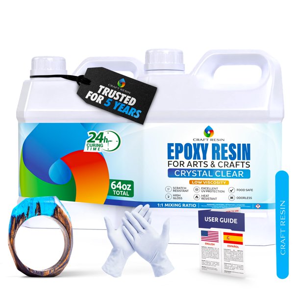Resina Epoxi para Manualidades 1900 ml Transparente, Apta para Alimentos y Protección UV