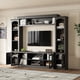 thumbnail image 3 of All-in-One Modern TV Stand with Bookcase for TVs Up to 65-inch, Entertainment Center with 4 Adjustable Shelves,Tempered Glass Doors, Display Storage Cabinet, Ample Storage Space TV Stand, 3 of 3