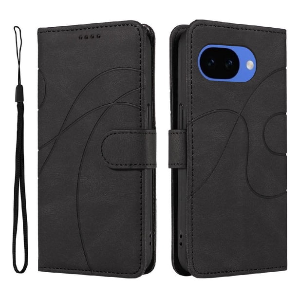 Funda tipo cartera con tapa para Google Pixel 10A con tarjetero, soporte y cubierta magnética Negro