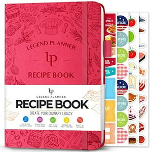 Legend Planner - Libro De Recetas Legend - Libro De Cocina En Blanco Tapa Dura A5 58 Recetas Rosa Fuerte