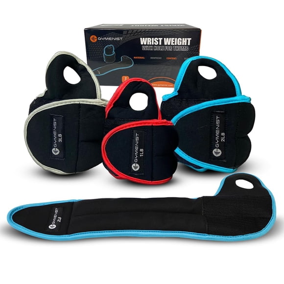 Pesas de muñeca GYMENIST 1 kg (par) con orificio para el pulgar – cardio