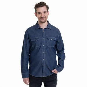 Truval - Camisa Denim Básica Azul Marino