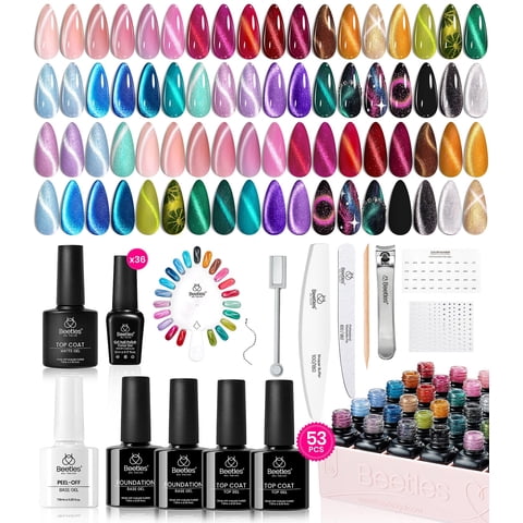 Beetles Gel Polish - Set De Esmaltes De Uñas Beetles Cat Eye Gel, 36 Colores Con Accesorio