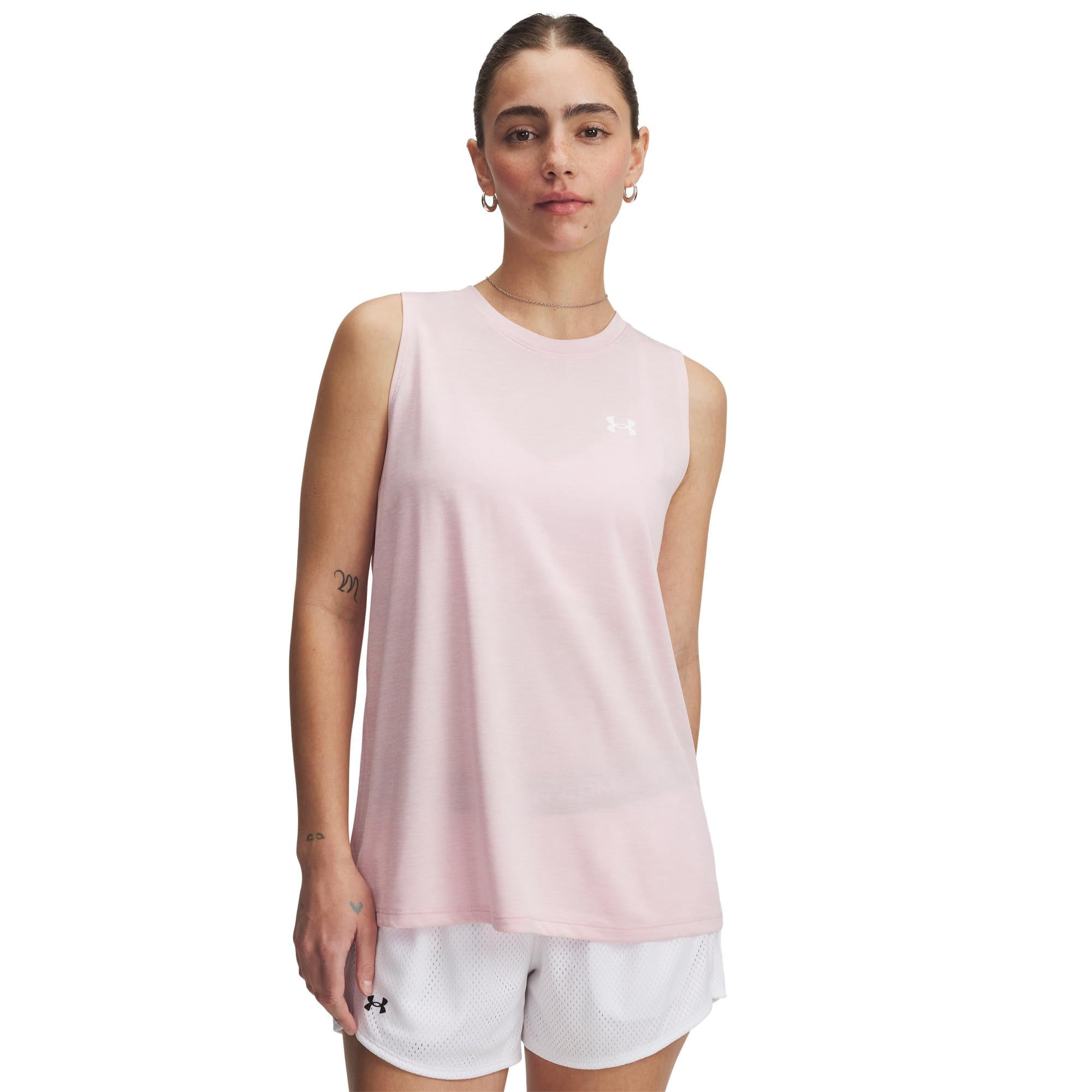 Camiseta Sin Mangas Under Armour Tech Twist Para Mujer Prime Rosa/blanca S