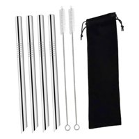 Magideal - Juego De 4 Pajitas De Metal Para Té De Burbujas, Ideales Para Viajes, Vasos, Batidos Y Mucho Más. Fabricadas En Acero Inoxidable. Perfectas Para Lleva Plata