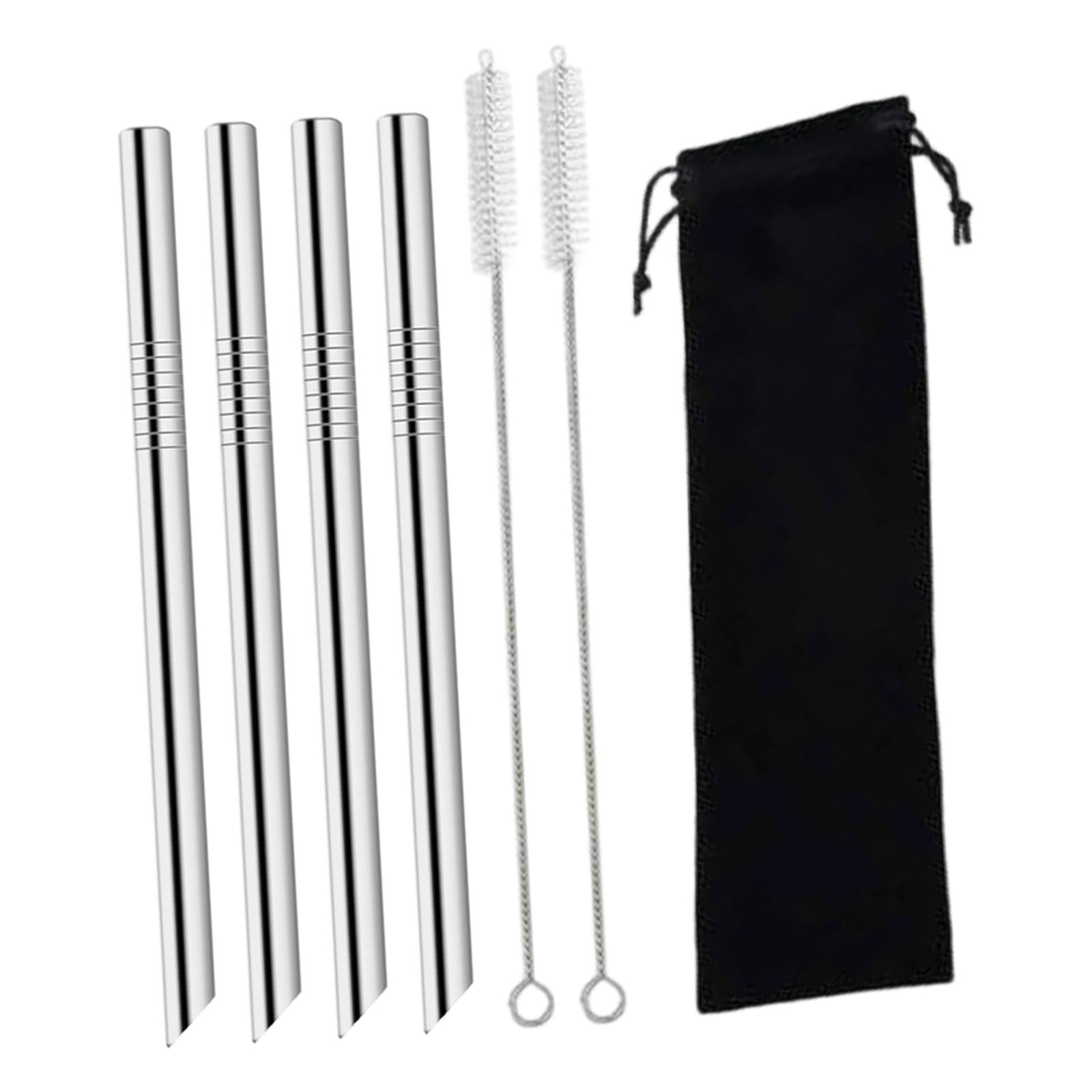 Magideal - Juego De 4 Pajitas De Metal Para Té De Burbujas, Ideales Para Viajes, Vasos, Batidos Y Mucho Más. Fabricadas En Acero Inoxidable. Perfectas Para Lleva Plata