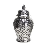 Bothyi - Jarrón De Almacenamiento De Tarros De Jengibre De Cerámica Colección De Jarrones Para Dormitorio Sala De Estar Fiesta L 24Cmx24Cmx43Cm