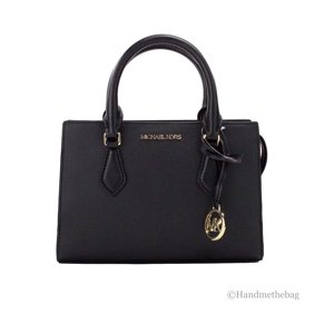 Bolso De Mano Michael Kors Pequeño Vegano De Material No Cuero Para Mujer Sheila (Negro Con Herrajes Dorados) 35S3G6Hs5L-001