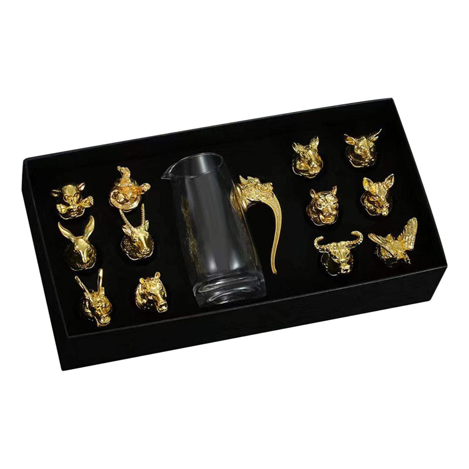Magideal - Juego De Vasos De Whisky, Copa De Vino, Cántaro De Animales Chino, Juego De Vasos Para Beber, Decantador Para Regalo Del Día Del Padre, Caja De Regalo