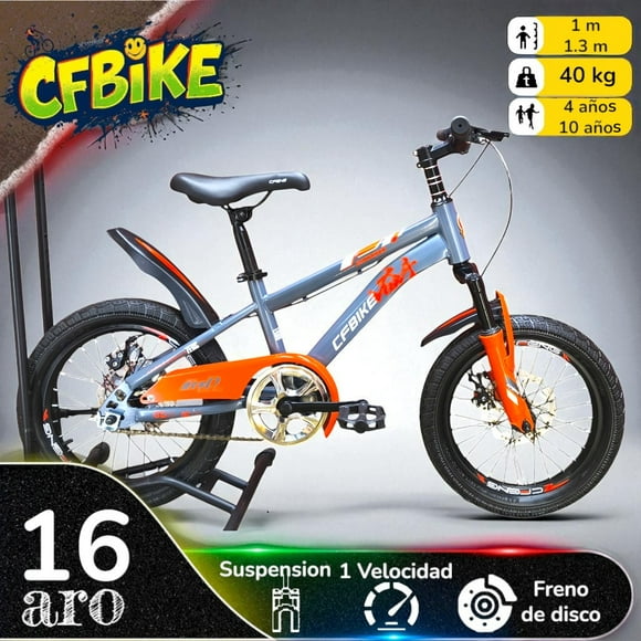 Bicicleta Aro 16 Cfbike Gris Naranjo