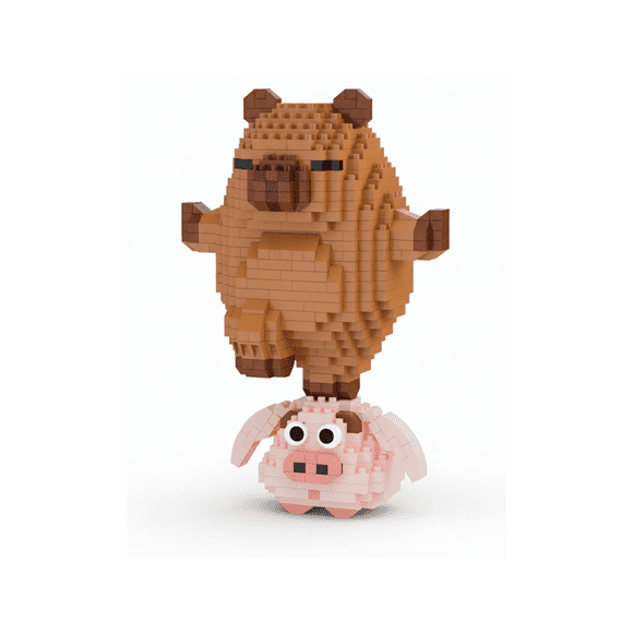 Juguete Mini Bloques Armables Niños Capibara en Cerdito Happy 3d 553 Pcs