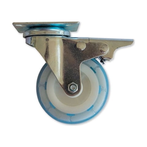 Rueda Pvc 75 Mm 50 Kg Con Freno Hbt Celeste