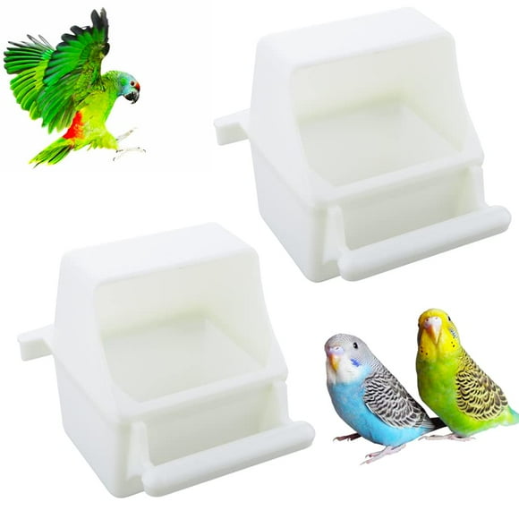 Comedero para pájaros DQITJ, jaula que no ensucia, para colgar comida y agua, 2 unidades