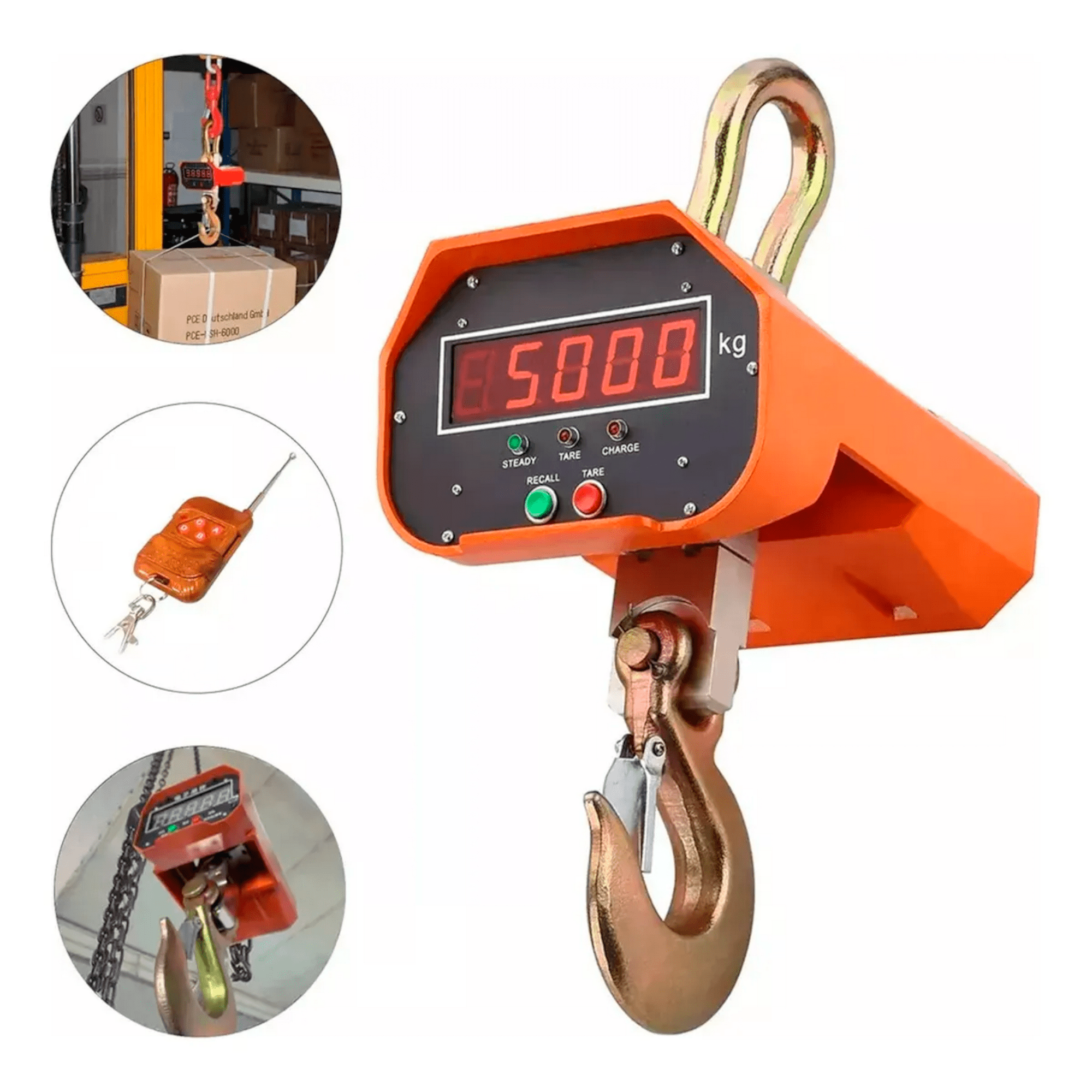 Aspor - Balanza Romana Pesa Digital 5 Toneladas Gancho Industrial