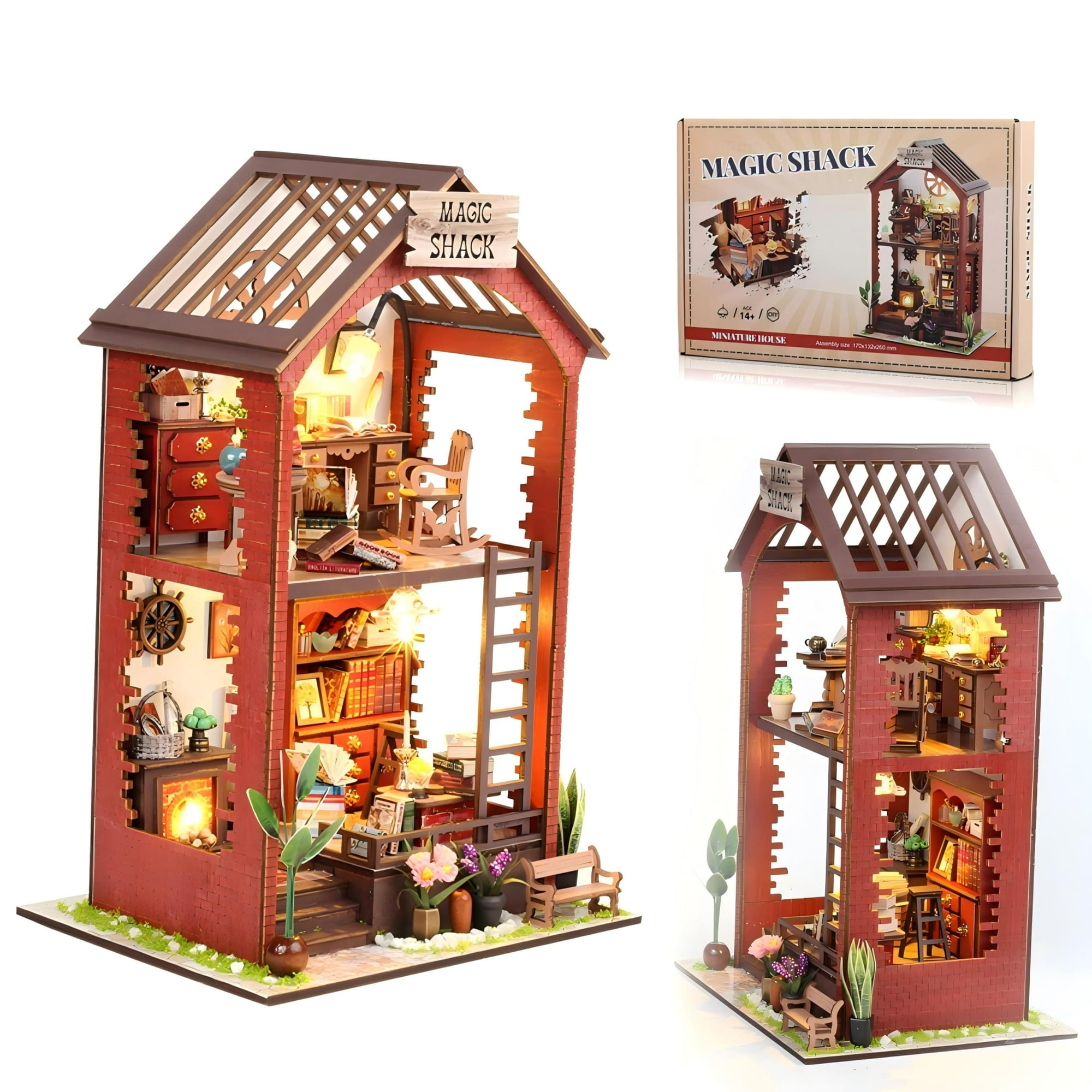 Kit De Rincón Para Libros De Bricolaje Lycidae, Rompecabezas 3d De Madera Con Muebles Y Luz