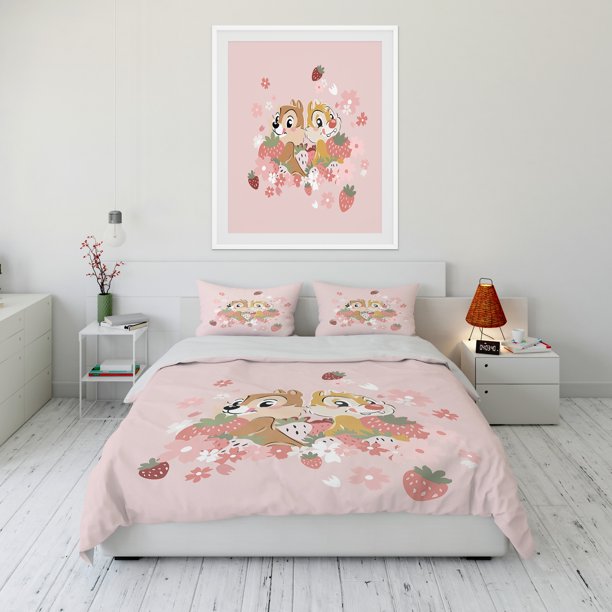 v1881 Bed Sheets Chip and DalePrinted Bedding Set Cartoon Microfiber Bed Set Pillowcase Adult Bed Cover Bedroom Bed Set Duvet 3-Piece Bedding Set (1 Duvet Cover + 2 Pillow Shams) Bed Sheets ju1881