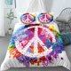 thumbnail image 1 of Hippies Bedding Set Single Twin Full Queen King Size PEACE LOVE Bed Set Aldult Kid Bedroom Duvetcover Sets 3D Print Bed Sheets, 1 of 5