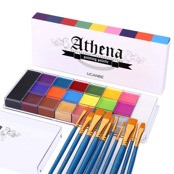 Set de pintura facial y corporal UCANBE Athena, 20 colores con 10 pinceles