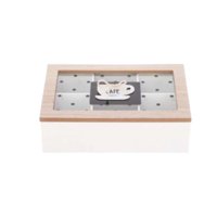 Oem - Caja De Té Mediana De Madera 6 Espacios Puntos