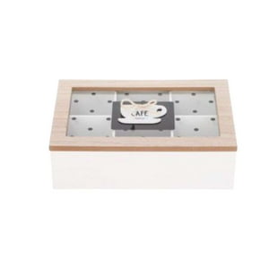 Oem - Caja De Té Mediana De Madera 6 Espacios Puntos