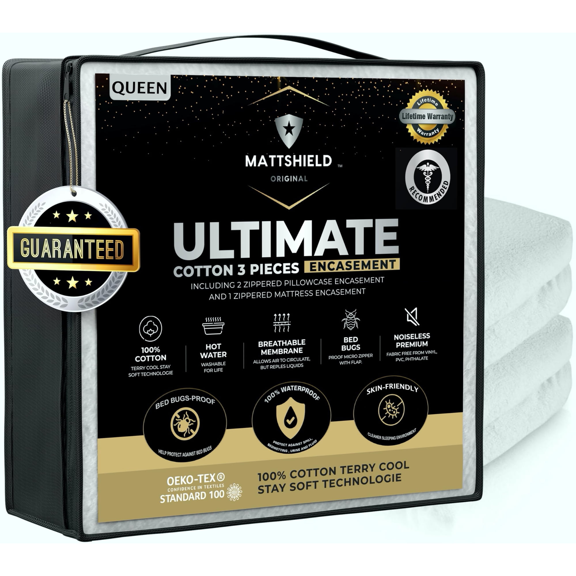 Mattshield Original - Mattshield Ultimate Kit De 3 Piezas Impermeable Y Anti Chinches Para Cama Queen