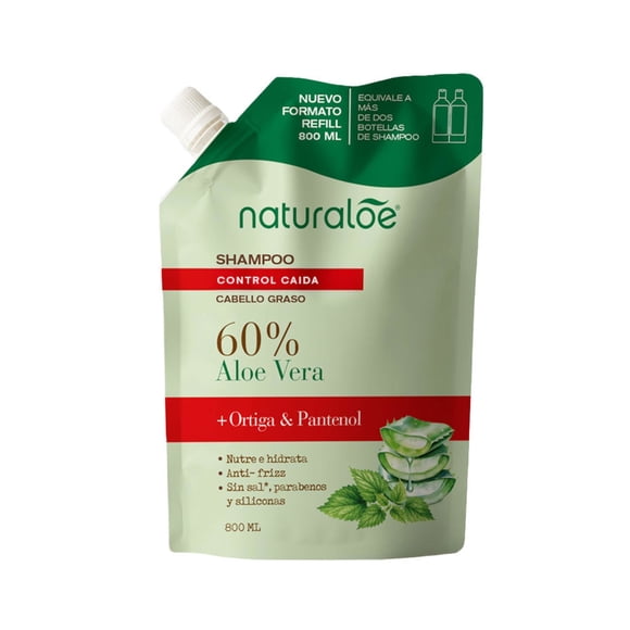 Shampoo Naturaloe Control Caída Cabello Graso, 800 ml