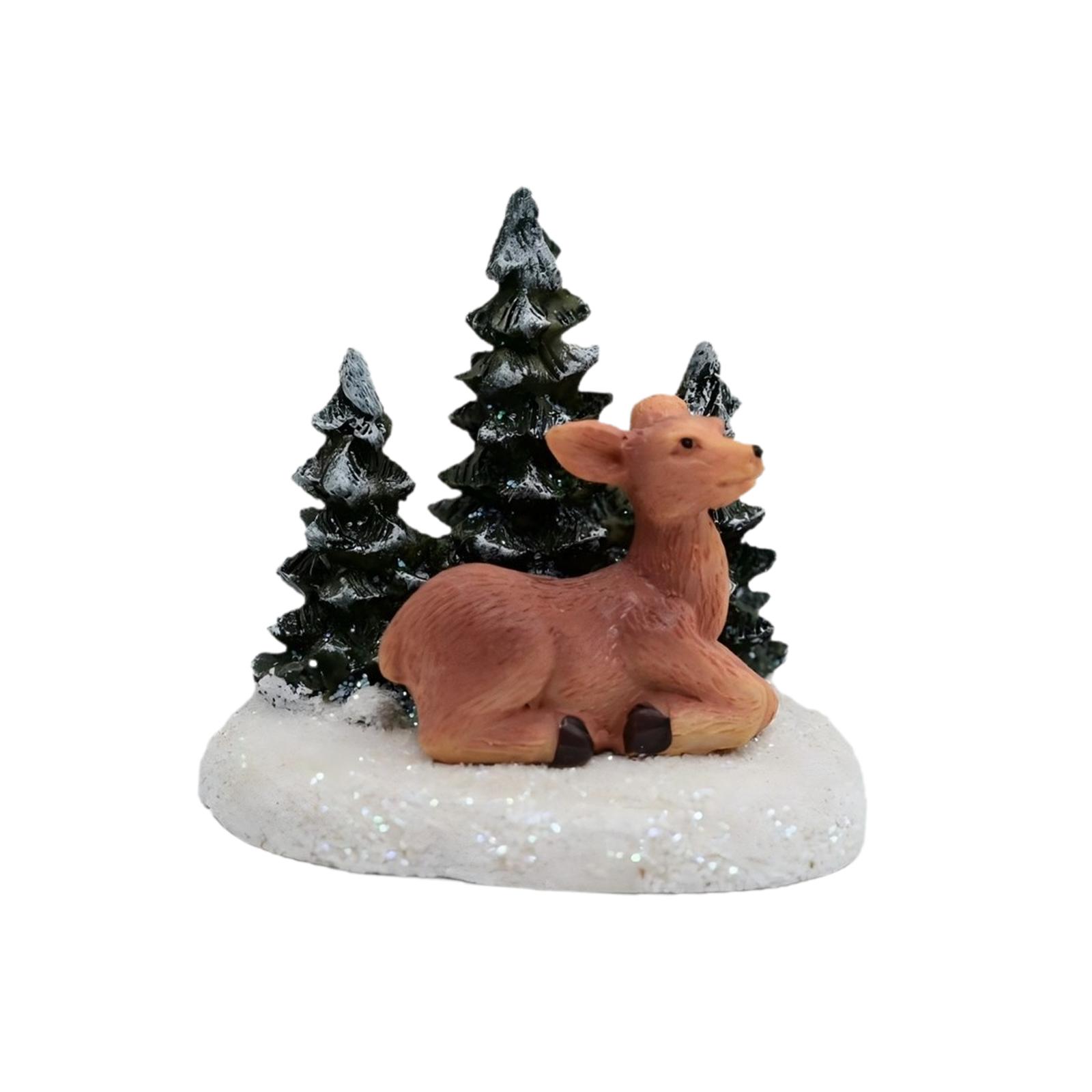 Magideal - Figurita Navideña De Animalito Adorable, Miniatura Artesanal, Adorno De Escritorio Navideño, Decoración Para El Hogar, Miniatura De Resina, Ideal Como Ciervo