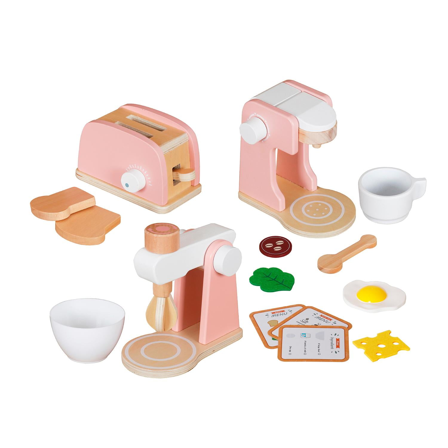 Juguete Infantil Mini Electrodomésticos Cocina Madera Bandú Rosa