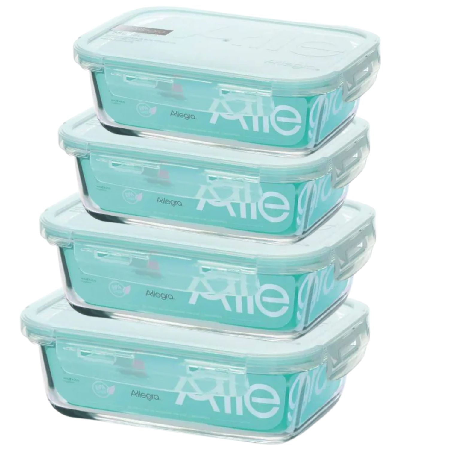 Set 4 Contenedores Hermeticos Rectangular De Vidrio Allegra