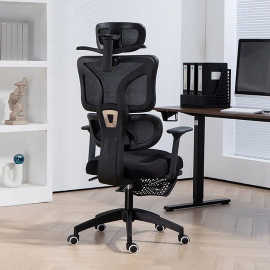 Silla Ergonómica Oficina Ejecutiva Reclinable Con Colgador Homer Design Negro Algodón