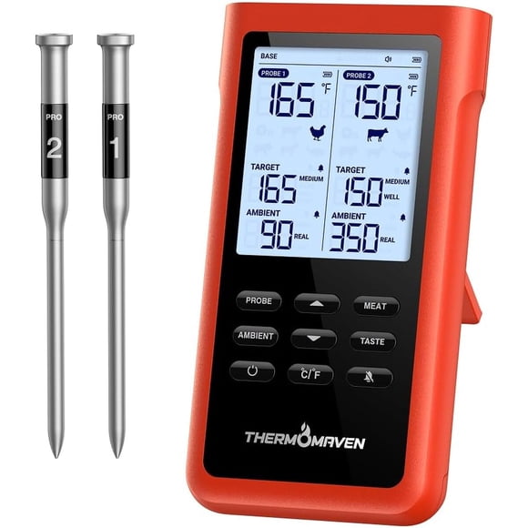 Termómetro Carne ThermoMaven X2 Inalámbrico Doble Sonda 3000FT NIST