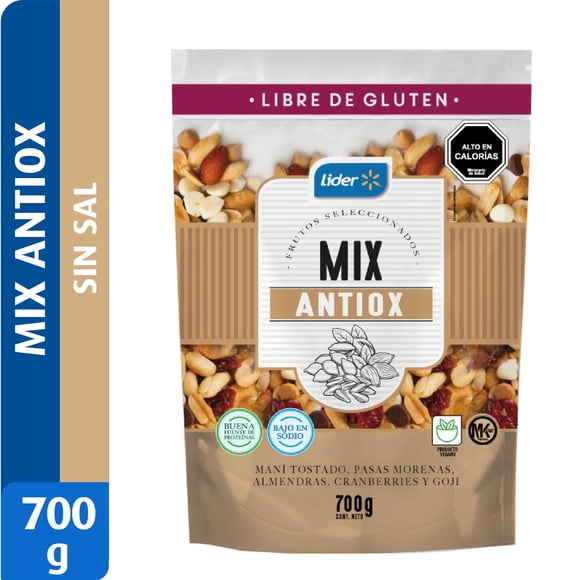 Mix Frutos Secos Mix de maní tostado, pasas morenas, almendras, cranberry y goji, sin sal, 700 g