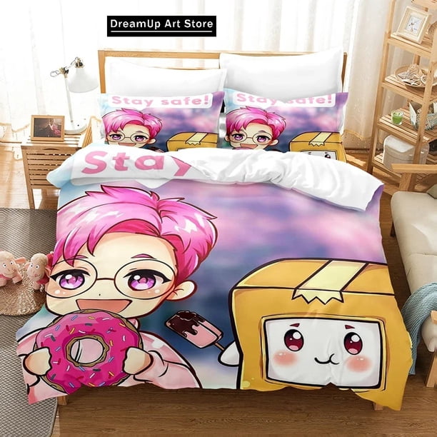 x1693 Bed Sheets Cartoon Lanky-box Foxy Boxy Bedding Set Boys Girls Twin Full Size Duvet Cover Pillowcase Bed Adult Bedroom 3-Piece Bedding Set (1 Duvet Cover + 2 Pillow Shams) nj1693