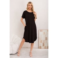 Likeshop - Vestido Midi Mujer Casual Cuello Redondo Bolsillos Colores 3377