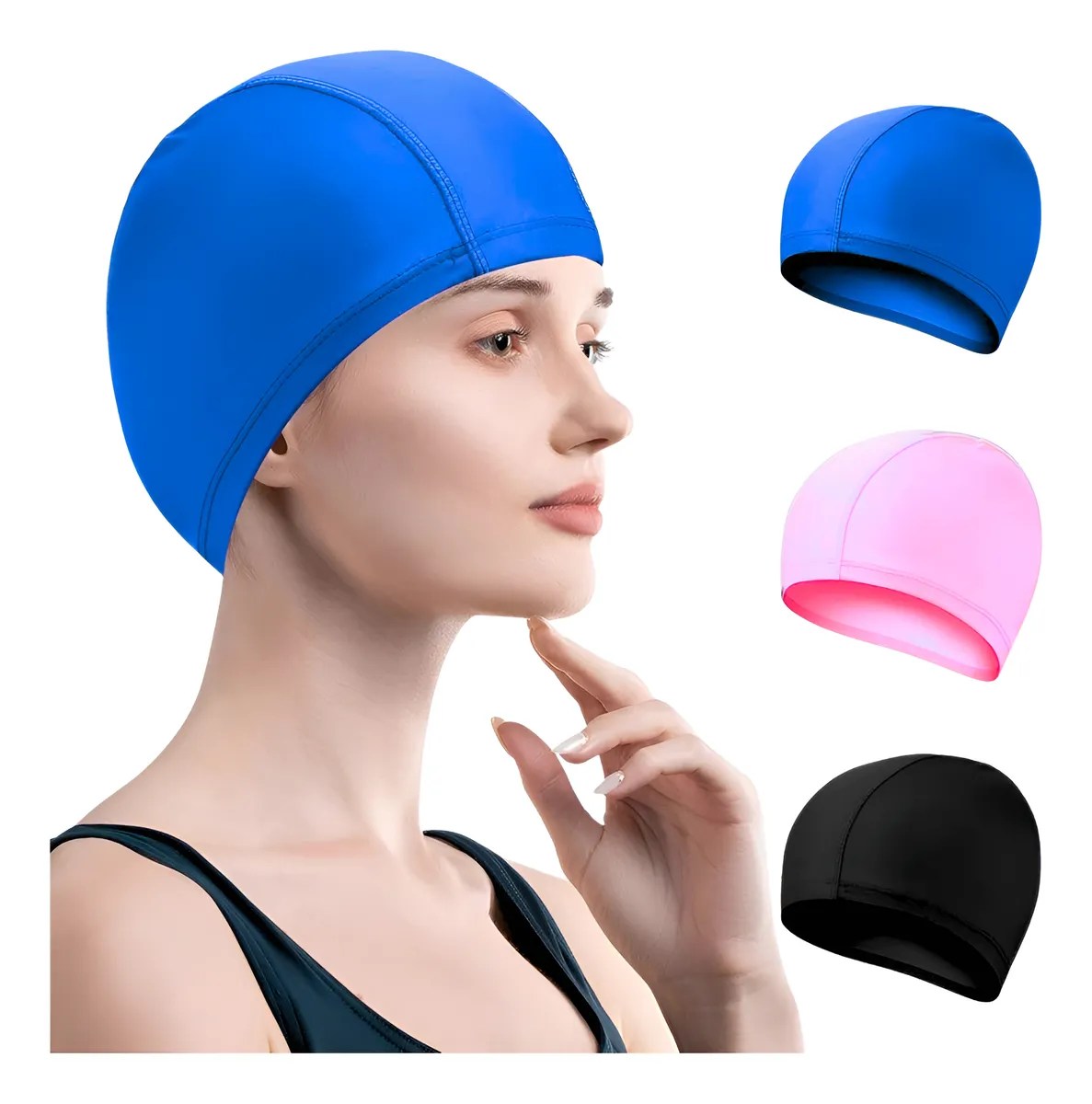 Linea Sport - Gorro De Piscina Elástico Y Suave De Tela Para Adultos Y Niños