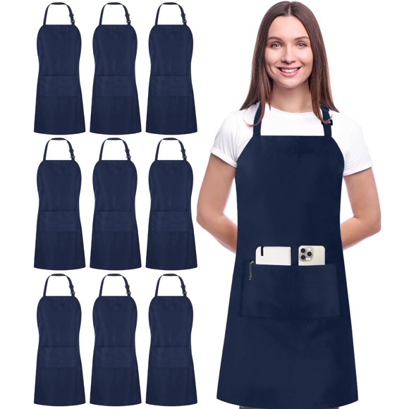 Pack de 10 delantales unisex Utopia Kitchen resistentes al agua, azul marino