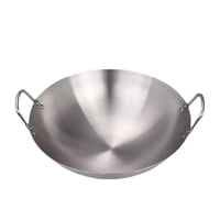 Magideal - Sartén Wok De Acero Inoxidable Multiusos Para Cocina Doméstica Sartén Wok Sin Recubrimiento Para El Hogar Para Freír Alimentos Carne Cocer Al 38 Centímetros