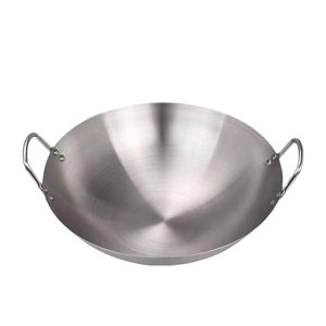 Magideal - Sartén Wok De Acero Inoxidable Multiusos Para Cocina Doméstica Sartén Wok Sin Recubrimiento Para El Hogar Para Freír Alimentos Carne Cocer Al 38 Centímetros