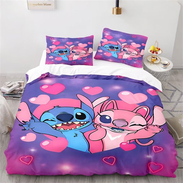 Duvet Cover Stitch Lilo 3D Printed Bedding Set Large King Size Single Double Microfiber Duvet Cover Set with Pillowcase Cartoon