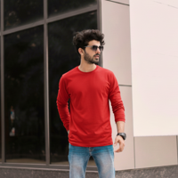 T-World - Polera Algodón Manga Larga Cuello Redondo Uv Antipilling Rojo